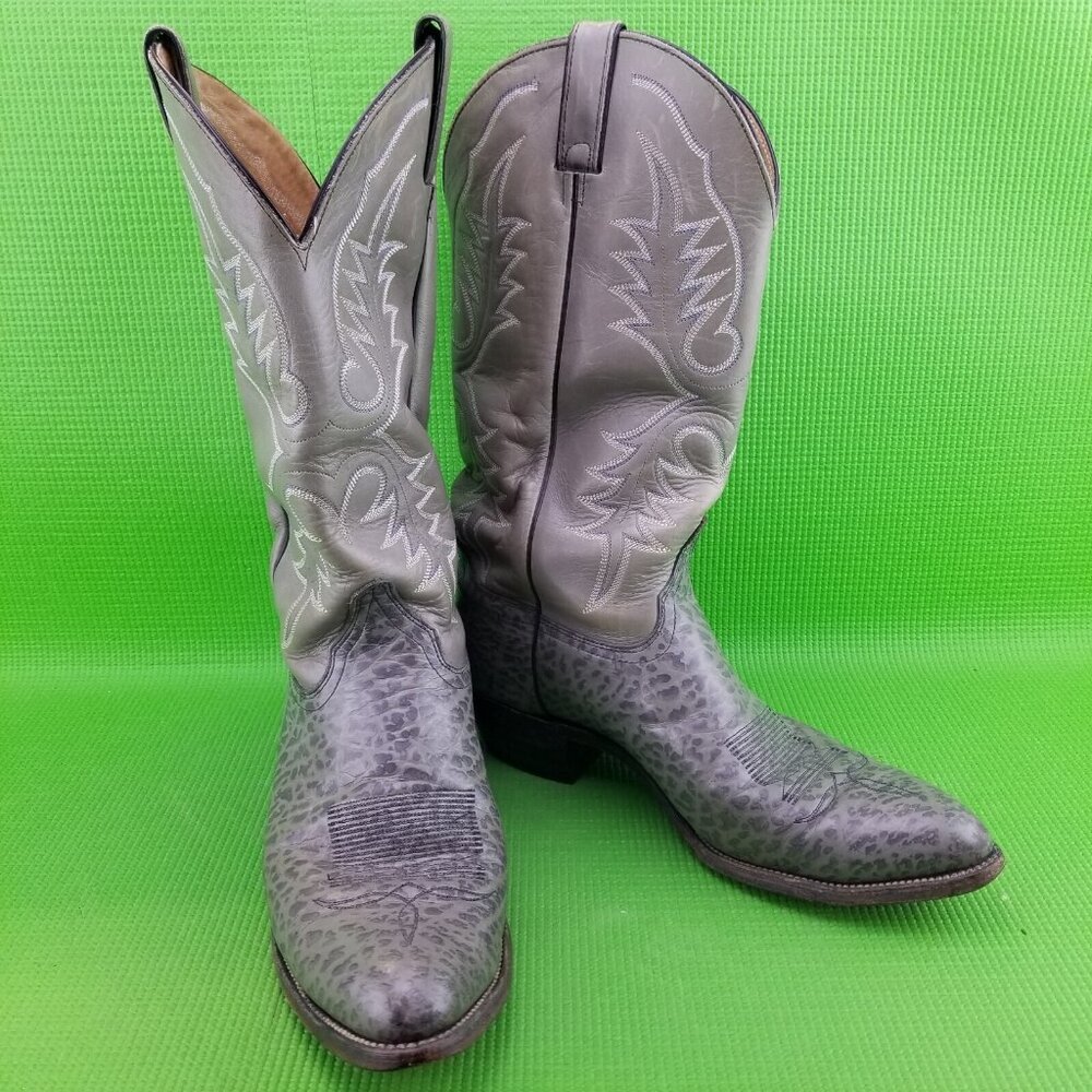 ✅ Mens 11.5 VTG Abilene Pointed Toe Western Cowboy Boots Gray Leather USA **READ - Picture 4 of 13